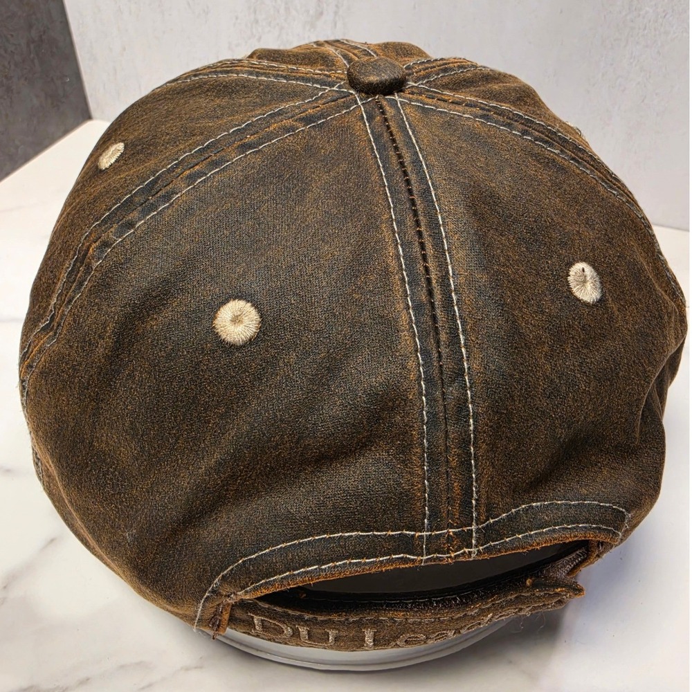 Ducks Unlimited Mens Brown Distressed Oil Cloth Style Hat K-Products Adjustable - Picture 5 of 8
